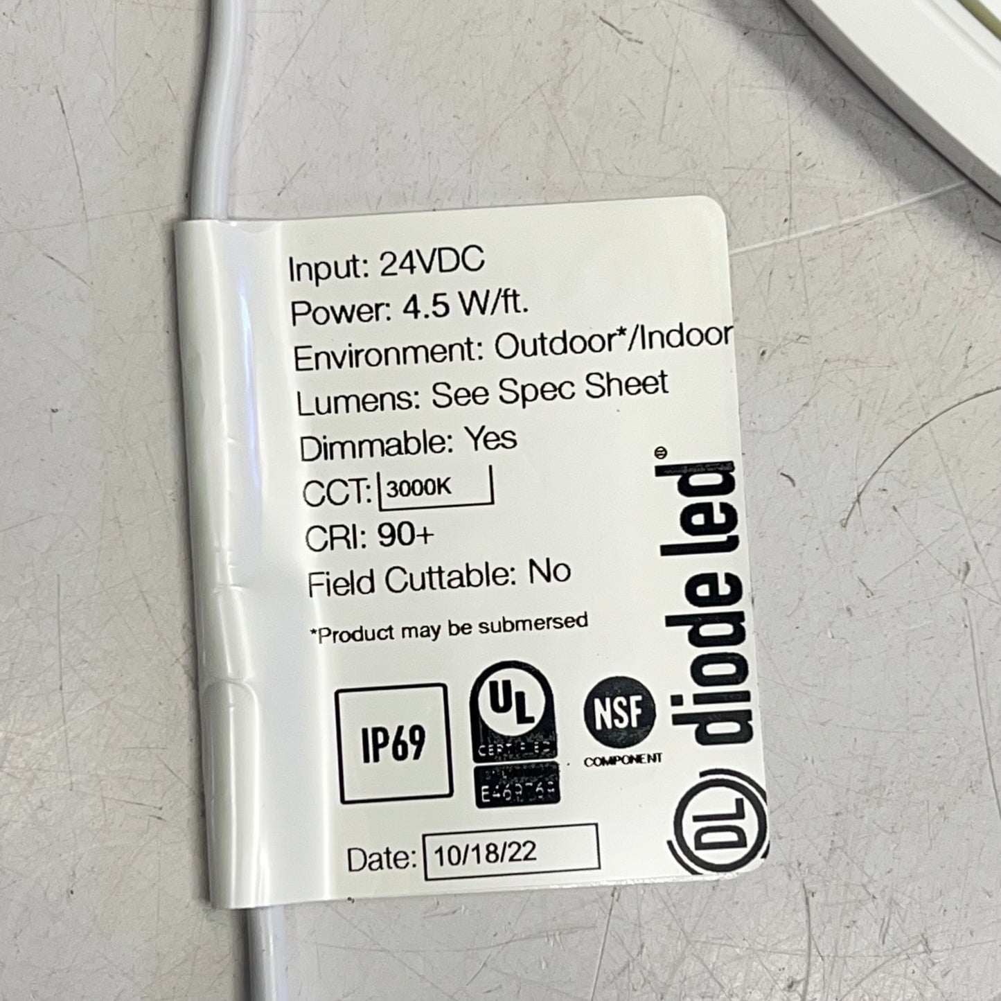 DIODLED Alphatech X Diffused Led Strip Light 24V 215 Lumens 3000K 10' ET3-80451