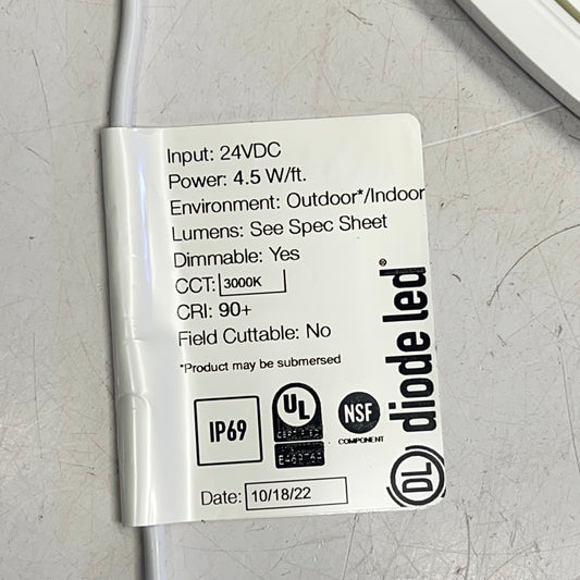 DIODLED Alphatech X Diffused Led Strip Light 24V 215 Lumens 3000K 10' ET3-80451