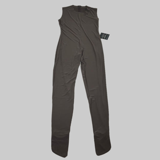 NORMA KAMALI Sleeveless Catsuit w/ Footsie Hidden Zip Women's Sz XL/42 Chocolate