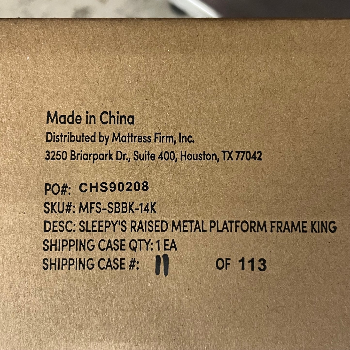 SLEEPYS Raised Metal Bed Frame Sz King, Black CHS90208