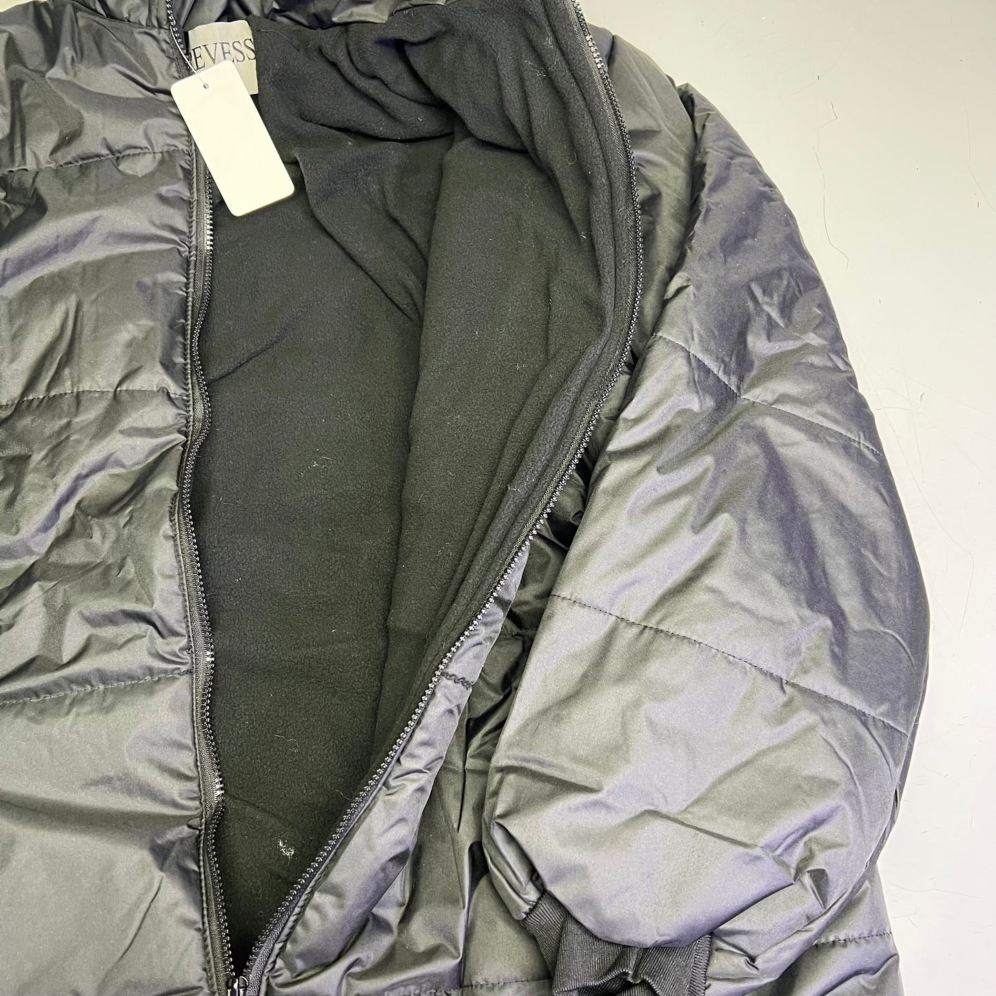 REVESS Fleece Lined Stripe Quilt Coat W/ Detachable Hood Men's Sz 3X Black