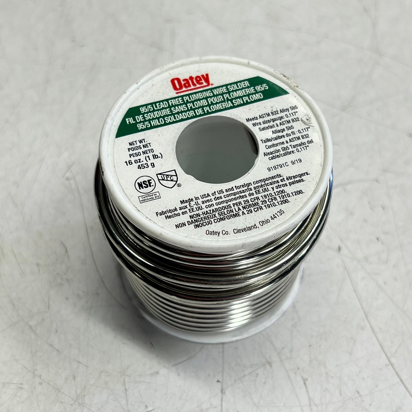 OATLEY Lead-free Plumbing Wire Solder 95/5 Lead-free Solid 1 lb 16 oz 22018