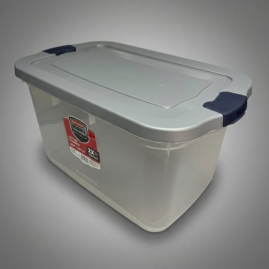 ZA@ RUBBERMAID (2 PACK) Roughneck Storage Tote Break-Resistant Material 66 qt Clear RMRC066001