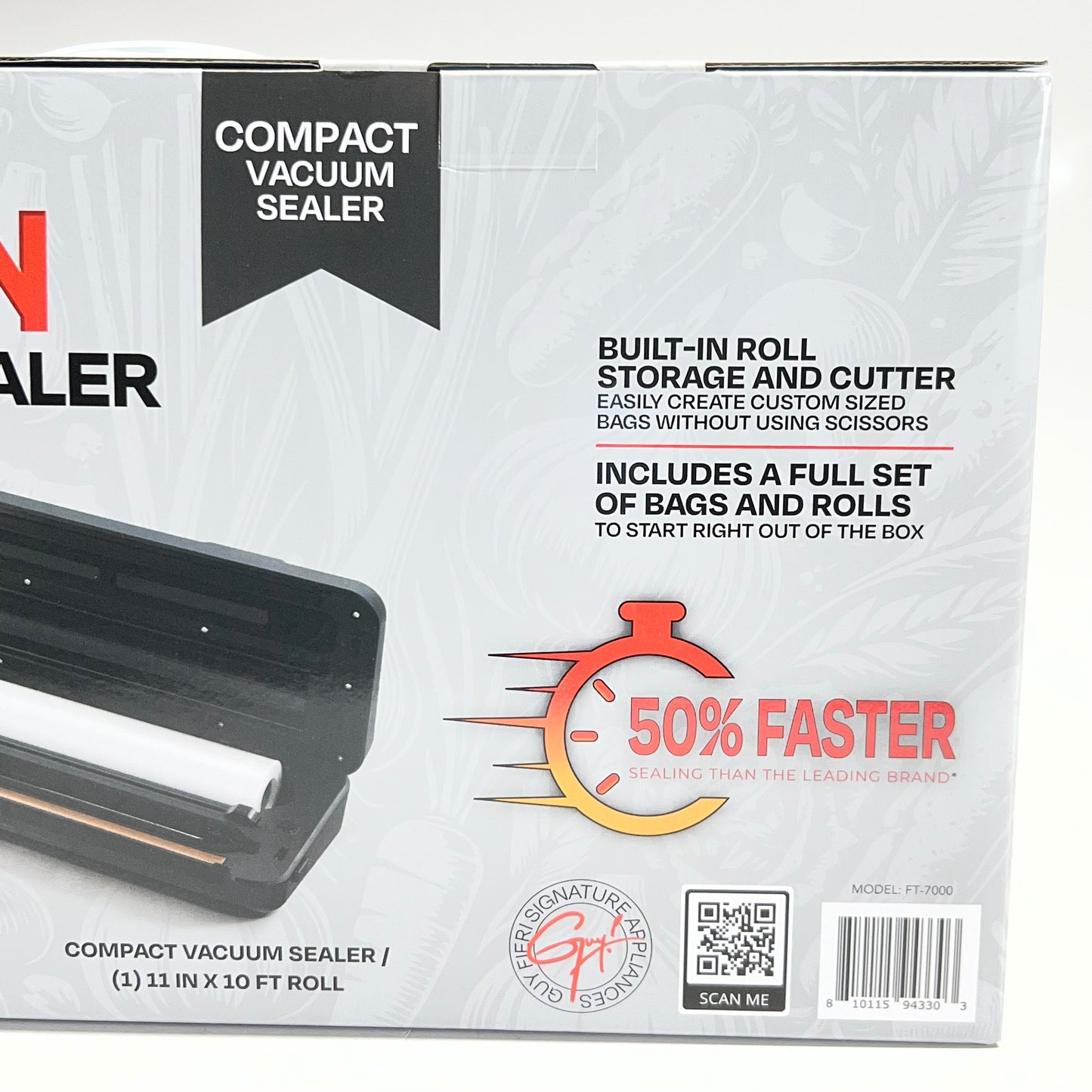 FLAVORTOWN Compact Vacuum Sealer 15"L x 6"W x 3"H Black FT-7000
