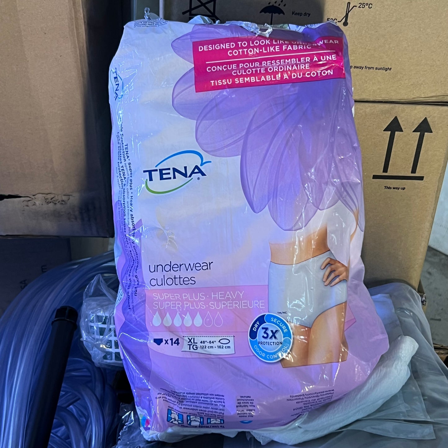 ZA@ Pallet of MIXED Underwear, Saline Irrigation Solution, Paper Bags, Biogel Latex Surgical Indicator Underglove, Plastic Hose, Etc... (AS-IS)