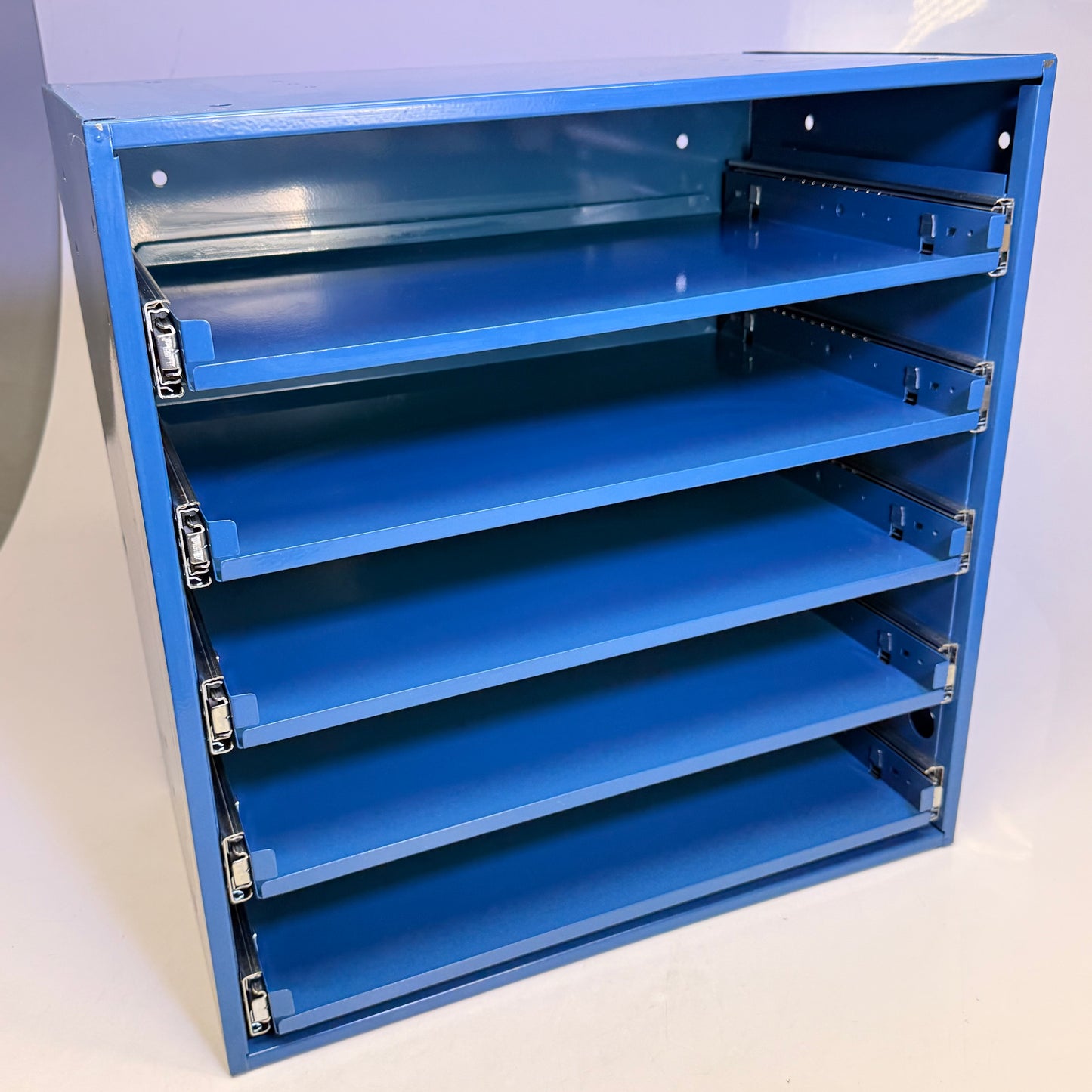 DURHAM MFG 5 Drawer Small Parts Slide Rack Cabinet Class C 12-1/2"x 20-1/2"x 21"  Blue New-Other