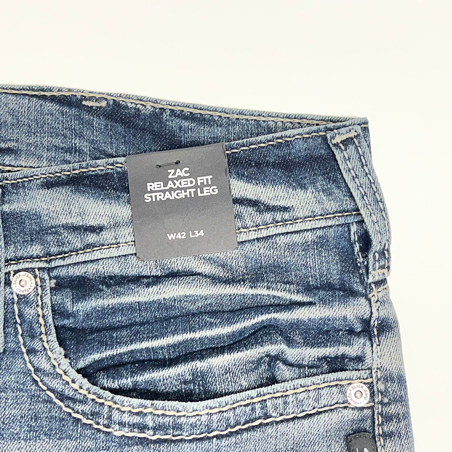 SILVER JEANS CO.  Zac Relaxed Fit Straight Leg Jean Men's Sz 42/34 Indigo