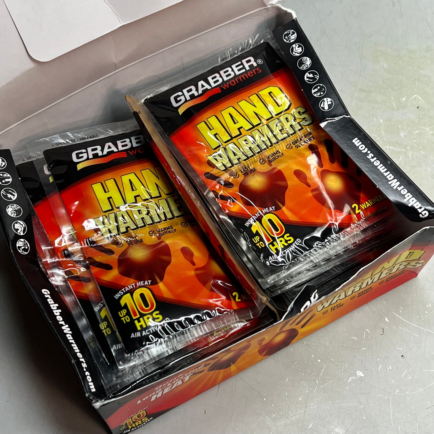 GRABBER WARMERS (40 PAIRS) Air Activated Ready To Use Hand Warmers 10 Hours