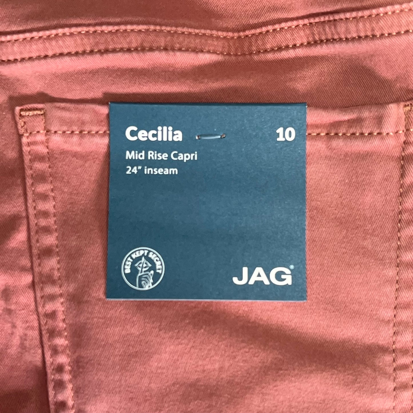 JAG Cecilia Capri Pants Super Stretch Twill Fabric Mid Rise Women's Sz 10 Salmon