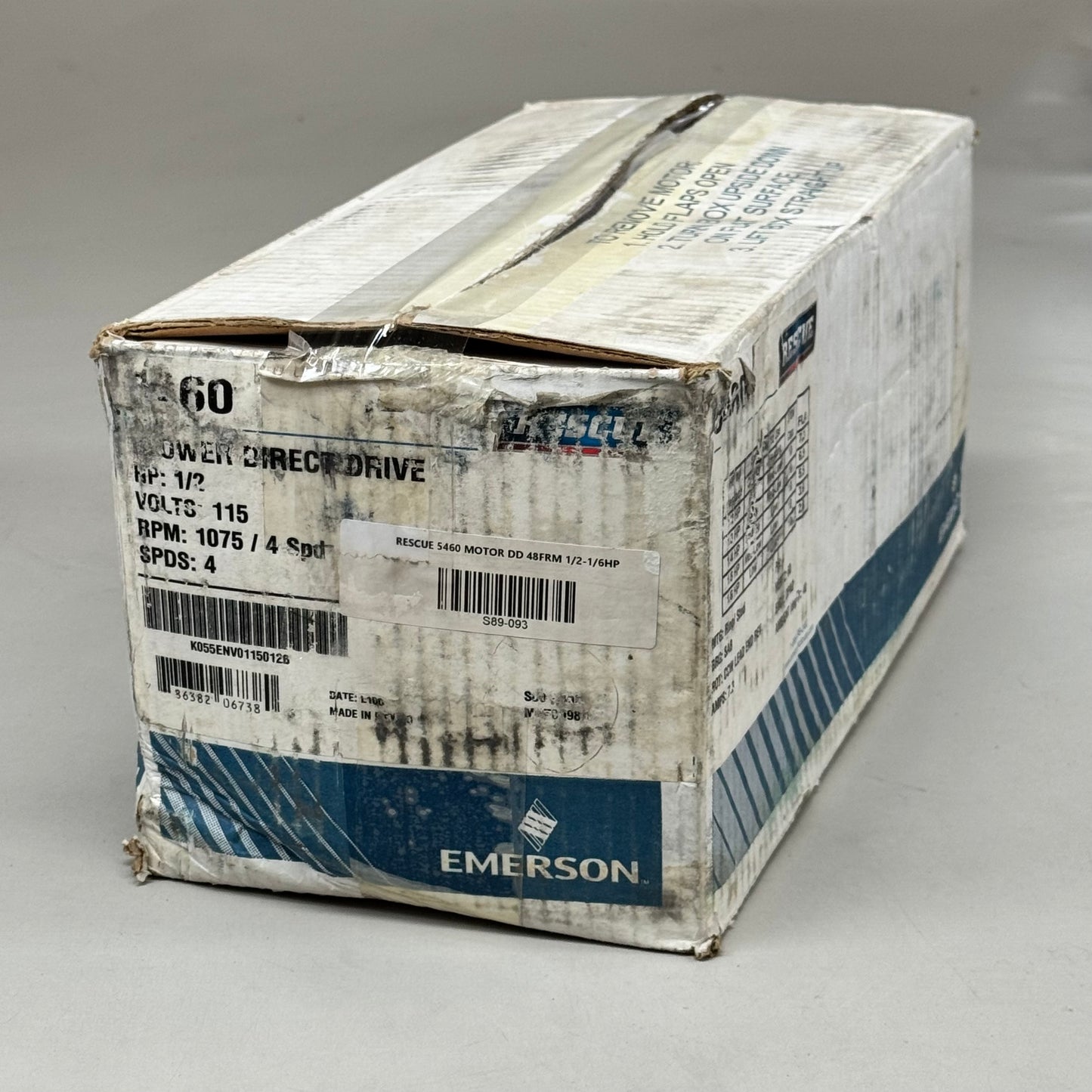 RESCUE EMERSON Motor DD 48frame 1/2-1/6HP For HVAC 1/2"x5" Blue 5460