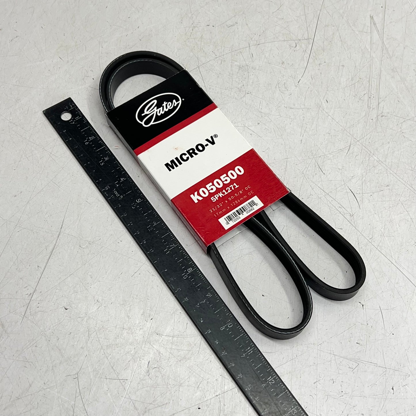 GATES Micro-v Serpentine Belt 5 Rib Epdm Rubber 50-9/16" Black K050500