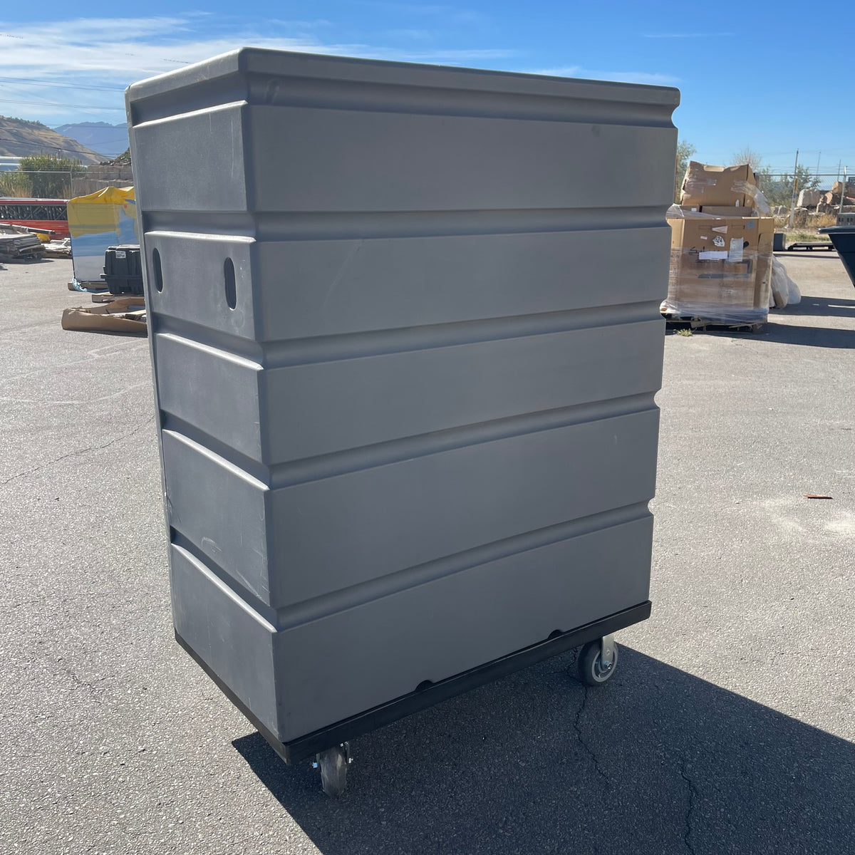UNBRANDED Plastic Bulk Transport Truck for Linen/Laundry/Material Handling 55"x46"x27" Grey
