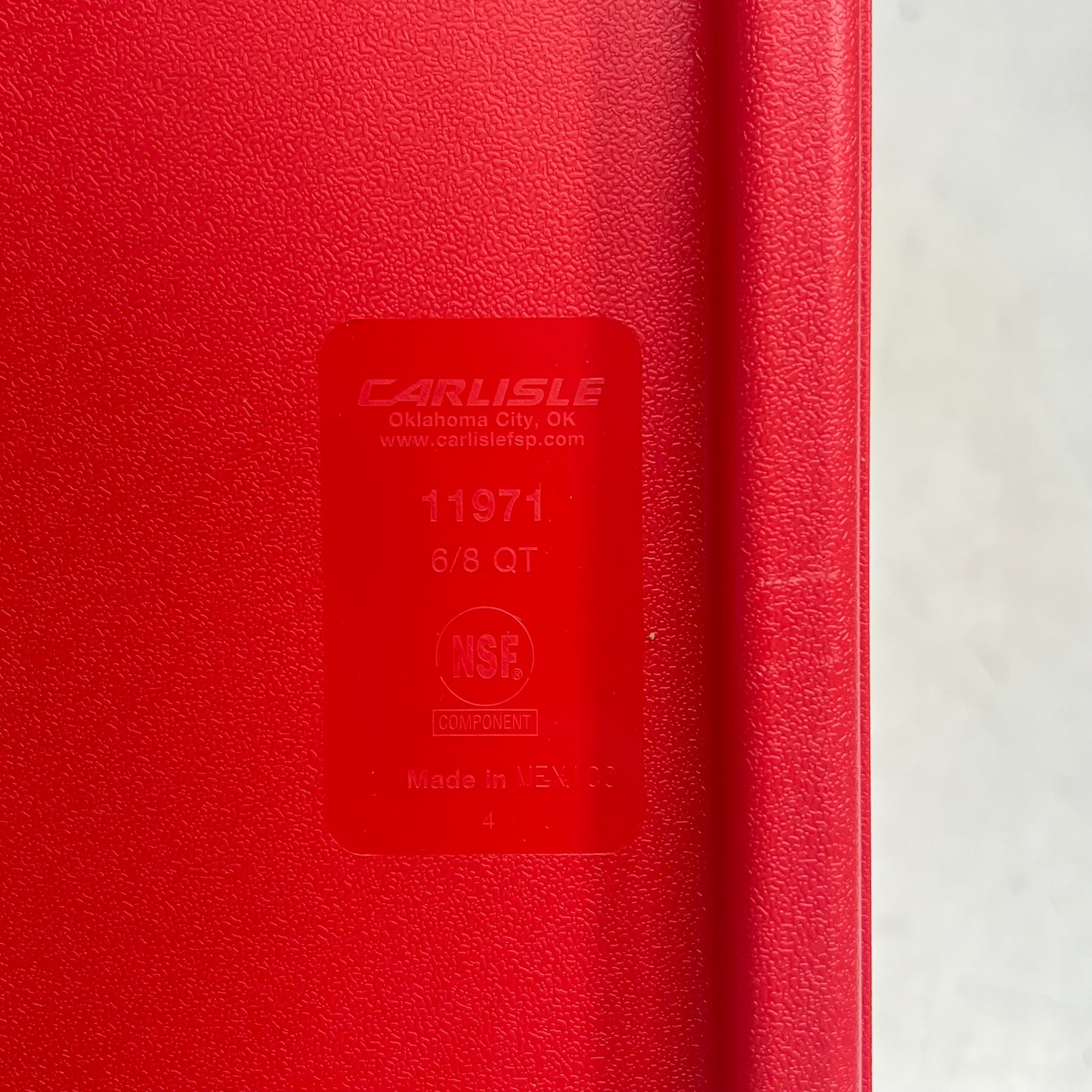 CARLISLE  (6 PACK) Square Food Storage Container Lid  6-8qt Red 1197105