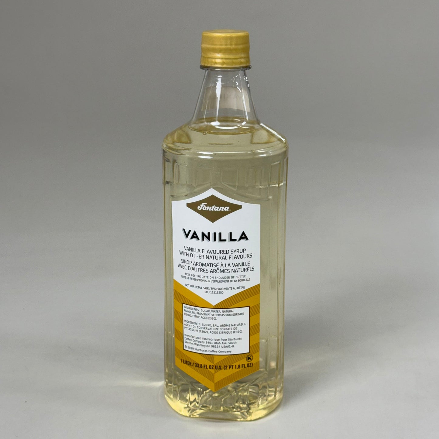 ZA@ FONTANA (New) Flavored Coffee Syrup Vanilla 1 L Bottle A