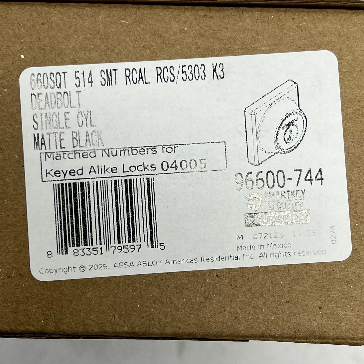 KWIKSET (2 PACK) Contemporary Square Single Cylinder Deadbolt  Black 96600-744