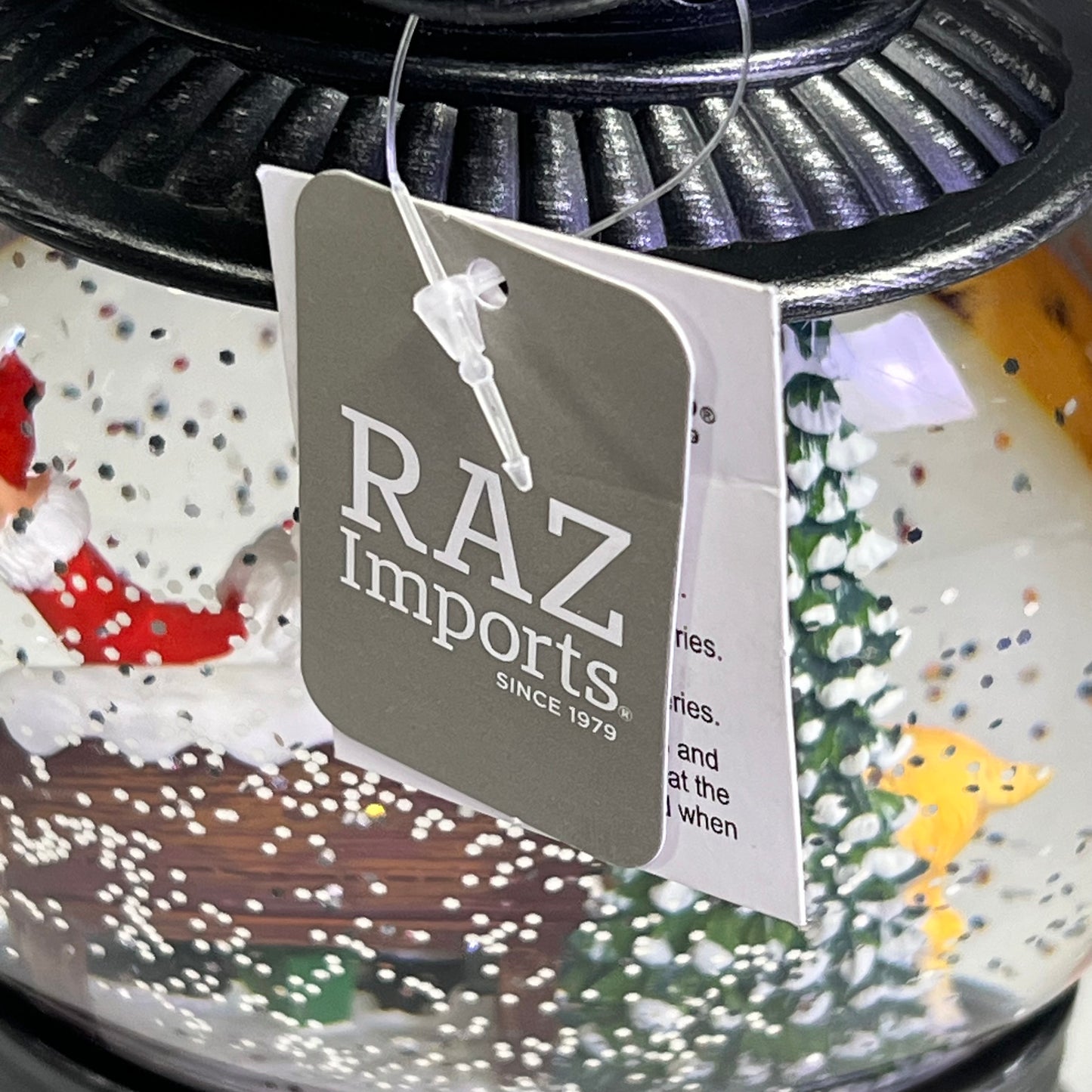 RAZZ IMPORTS  Santa Bench Lightened Water Lantern 8" 4540504