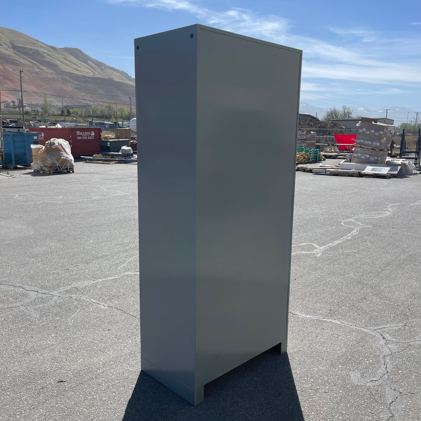 LYON All Welded Industrial Bin Cabinet W/ 64 Bins 82”x36”x21” Grey DD1122