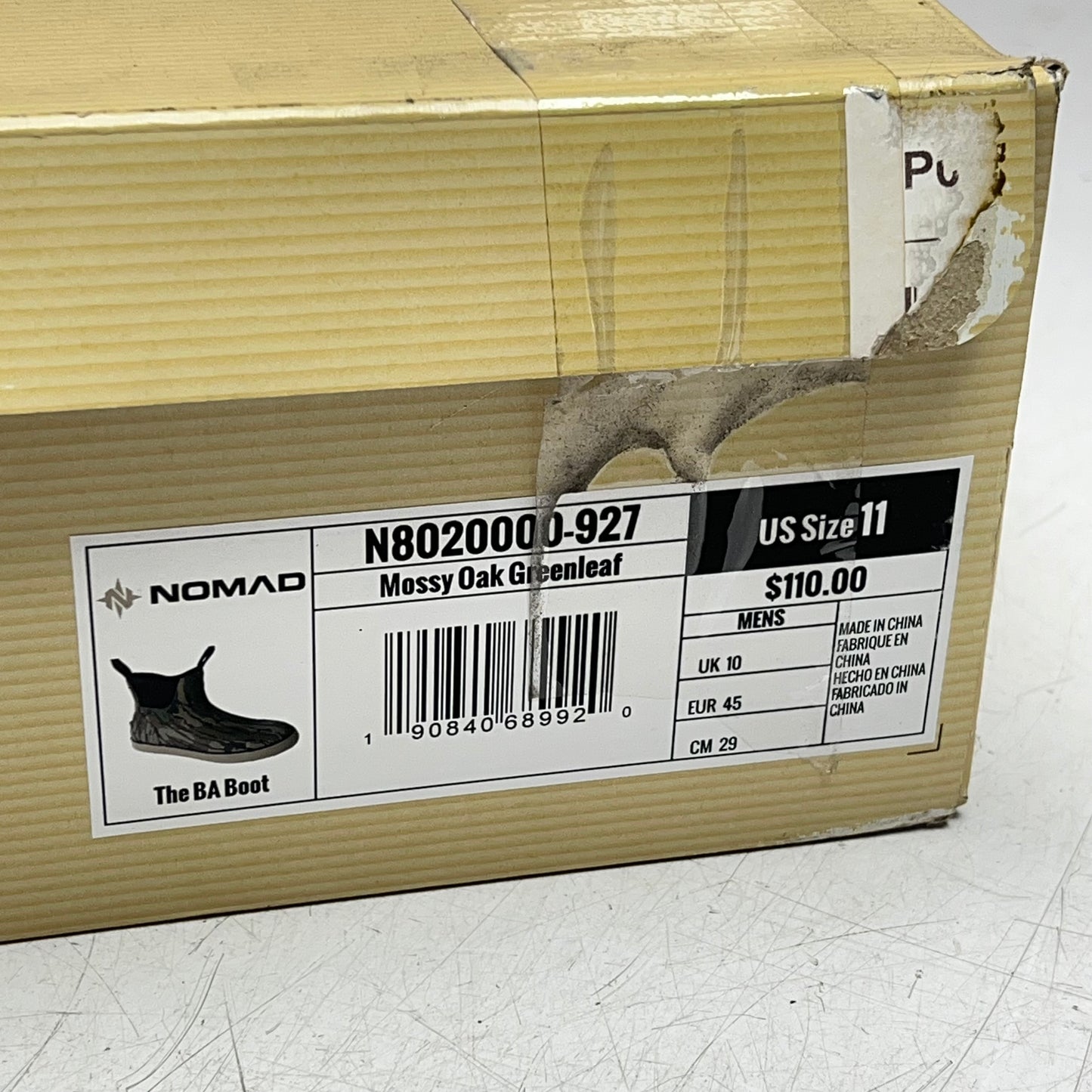 NOMAD The Ba Boot Waterproof Men's Sz 11 Mossy Oak Greenleaf N8020000-927