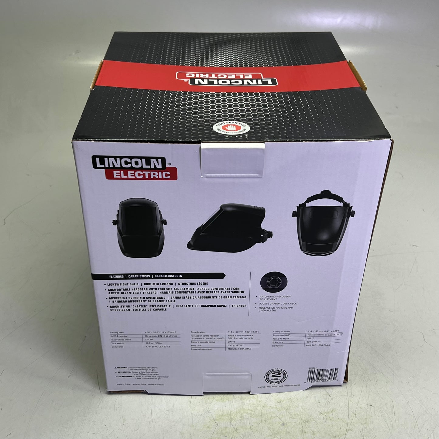 LINCOLN ELECTRIC Fixed Shade Passive Welding Helmet 10 Shade  Black K2800-1
