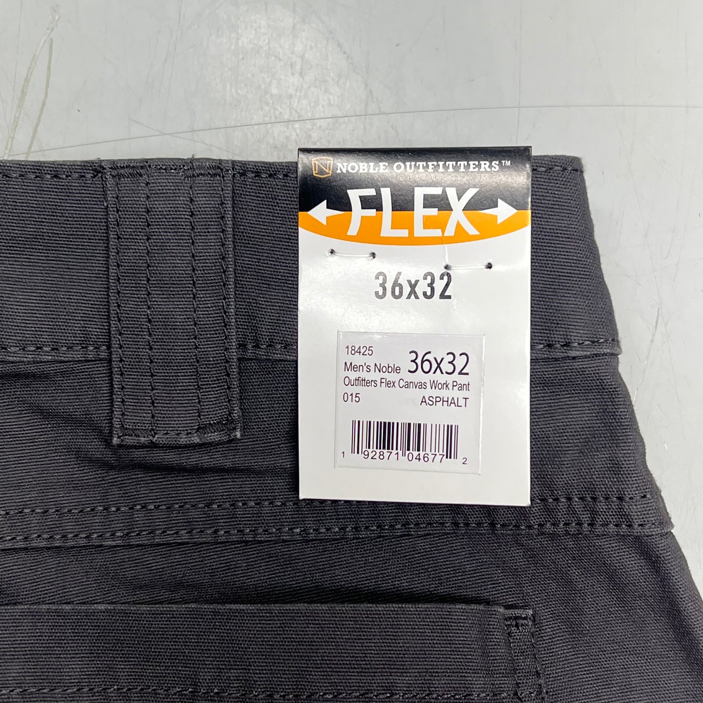 NOBLE OUTFITTERS Flex Stretch Canvas Work Pant Men's Sz 36x32 Asphalt 18425