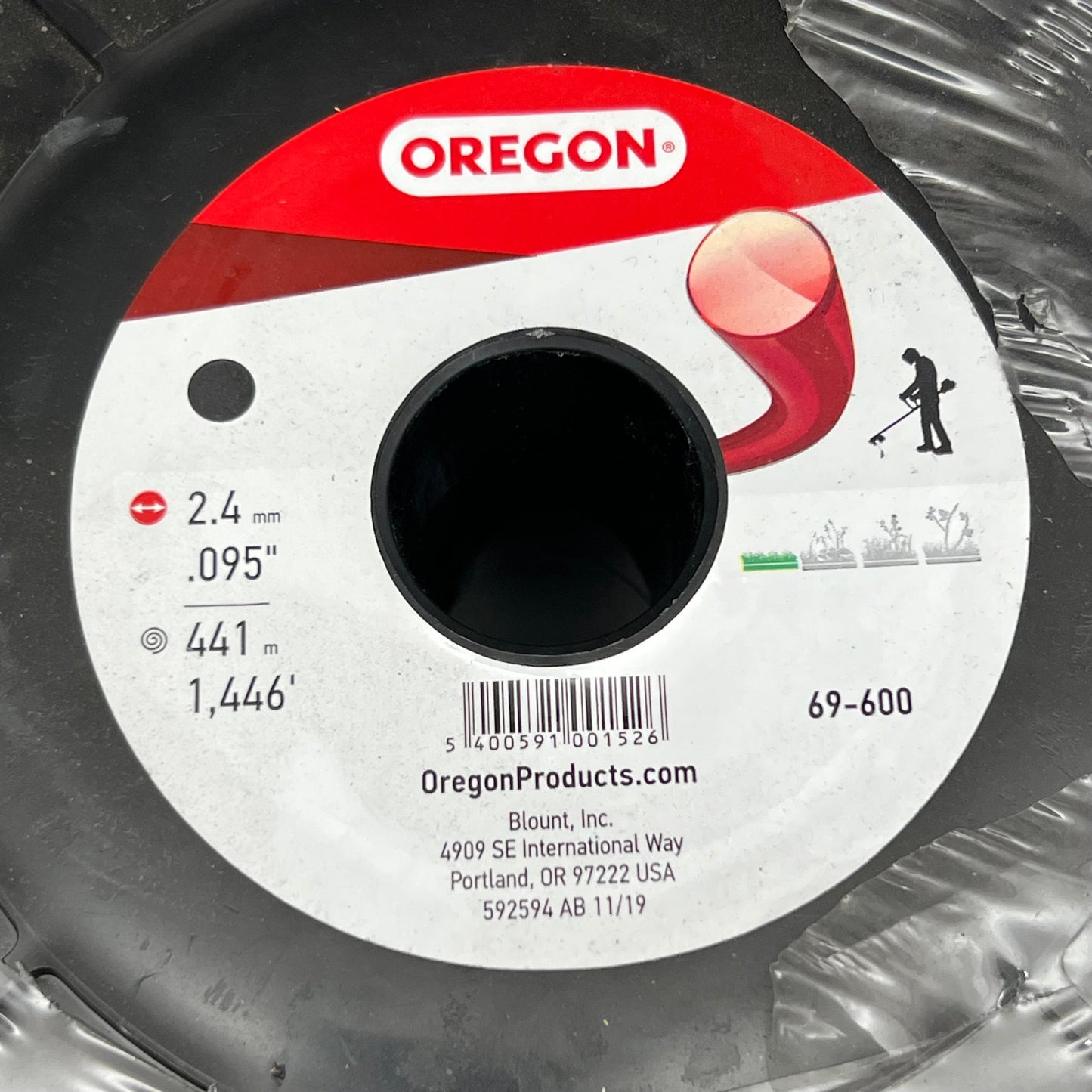 Oregon 2.4mm .095" x 1446' Trimmer Line 5 lb Spool Red 69-600