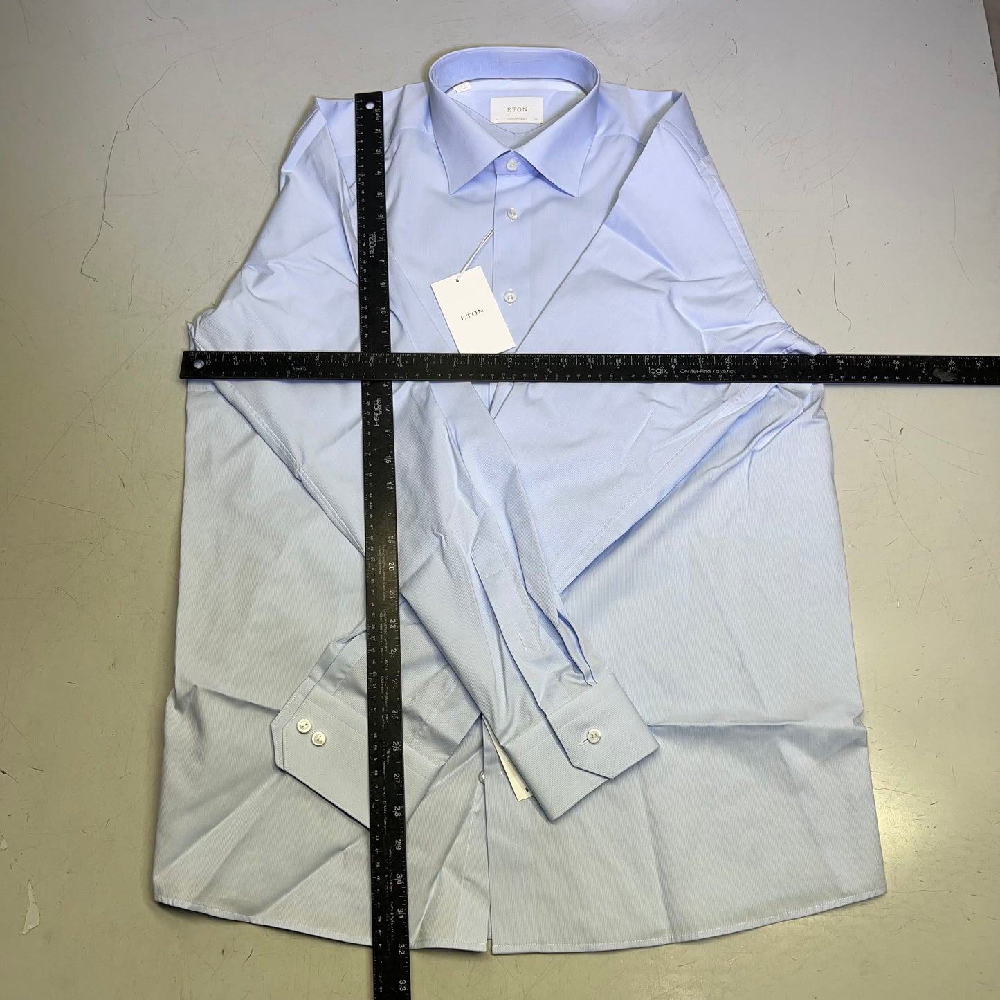 ETON Textured Twill Shirt Men's Contemporary Sz 44 Light Blue 1000136432243