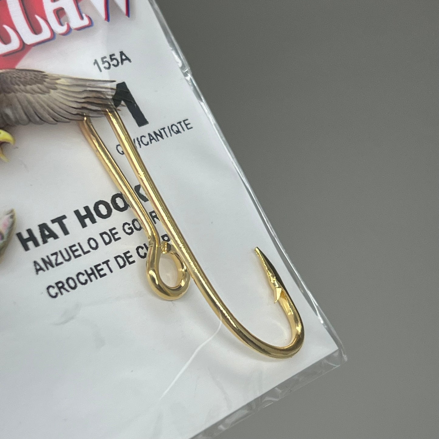 EAGLE CLAW (5 PACK) Classic High Carbon Steel Tie Hat Hook Gold #1 1pc 155A