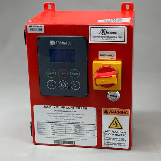 TORNATECH Jockey Pump Controller 12"x9" As-is (see images) Red JPLT-208/1.5/3/60