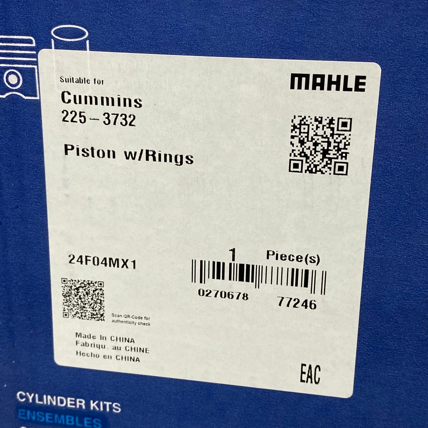 MAHLE Cummins Piston W/Rings Replacement For Ram 225-3732