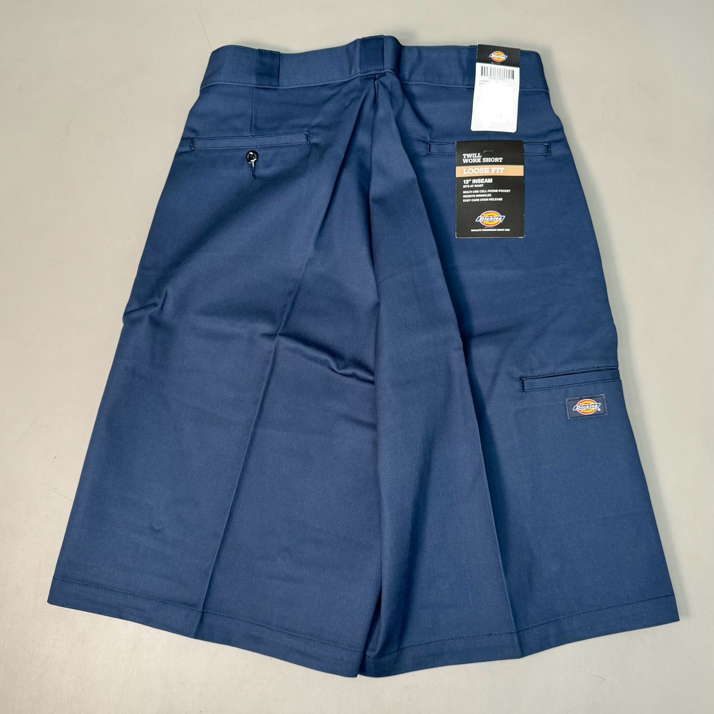 DICKIES Loose Fit Twill Work Shorts 13" Inseam Men's Sz 36 Navy Blue 42283NV