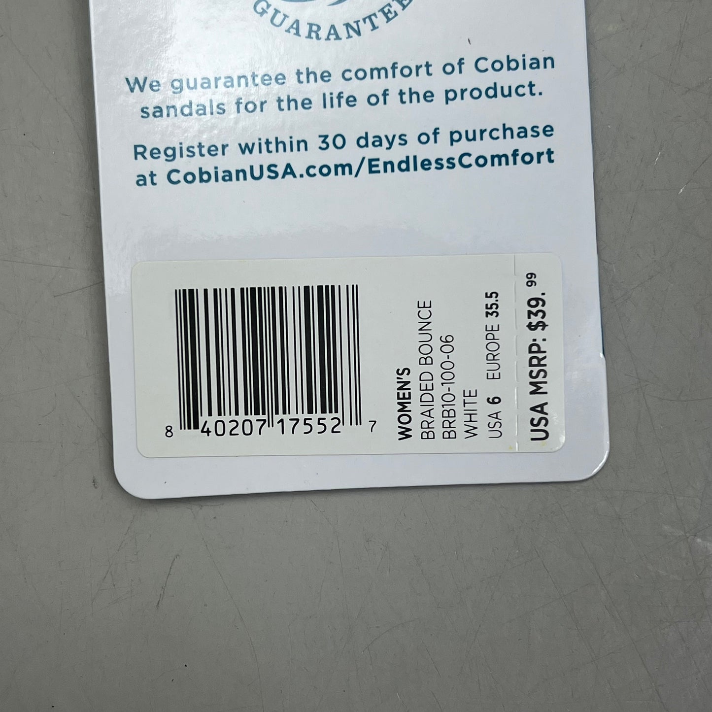 COBIAN Braided Bounce Synthetic Leather Sandals Women's Sz 6 EU 35.5 White BRB10-100-6