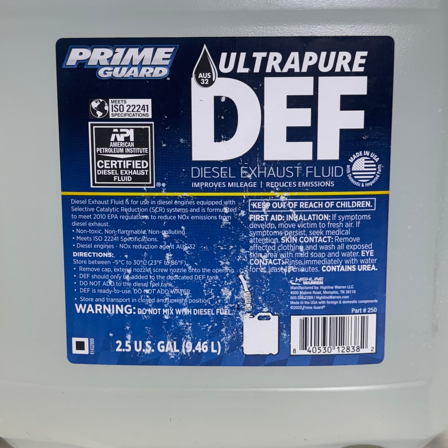 PRIME GUARD Ultrapure Diesel Exhaust Fluid 2.5 gal White PRIM00250