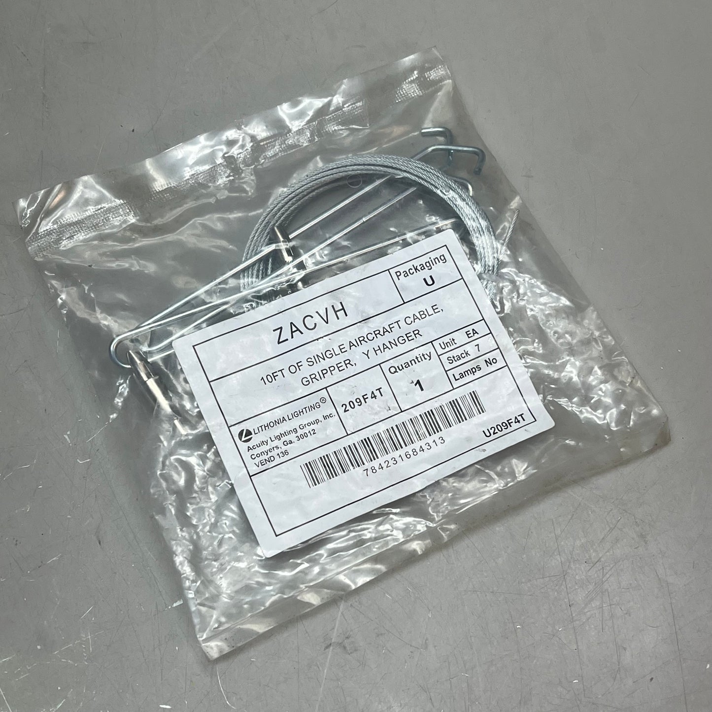 LITHINIA LIGHTING Single Aircraft Cable Gripper Y Hanger Kit 10' Chrome ZACVH