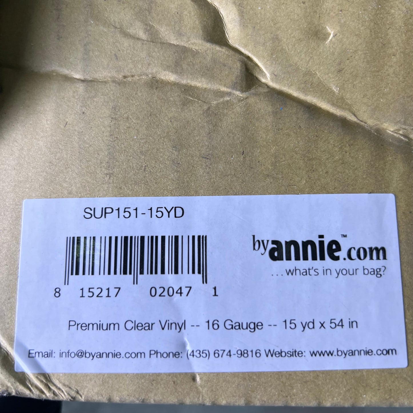 ANNIE Premium Clear Vinyl 16 Gauge 15 yd x 54" SUP151-15YD