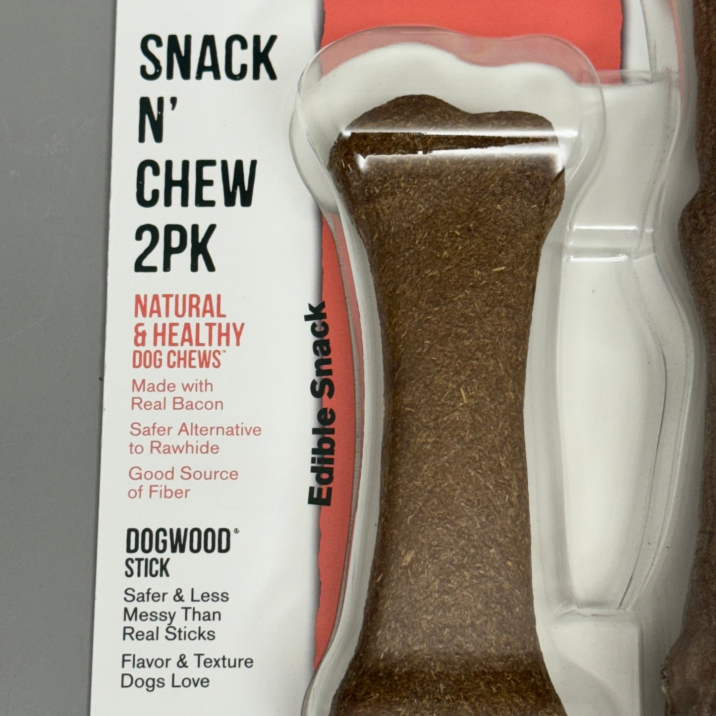 WHOLESOME Bacon Recipe Snack’n Chew 2Pk Edible & Non-Edible 3.4 oz