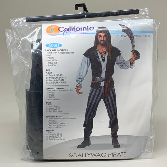 CALIFORNIA COSTUMES Men's Scallywag Pirate Costume Sz-L (42-44) Grey 01443