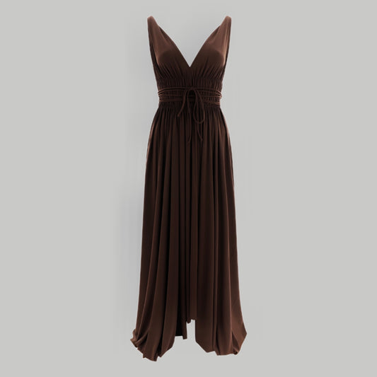 NORMA KAMALI Goddess Dress Unlined Women's Sz L/40 Chocolate KK3233PL292028