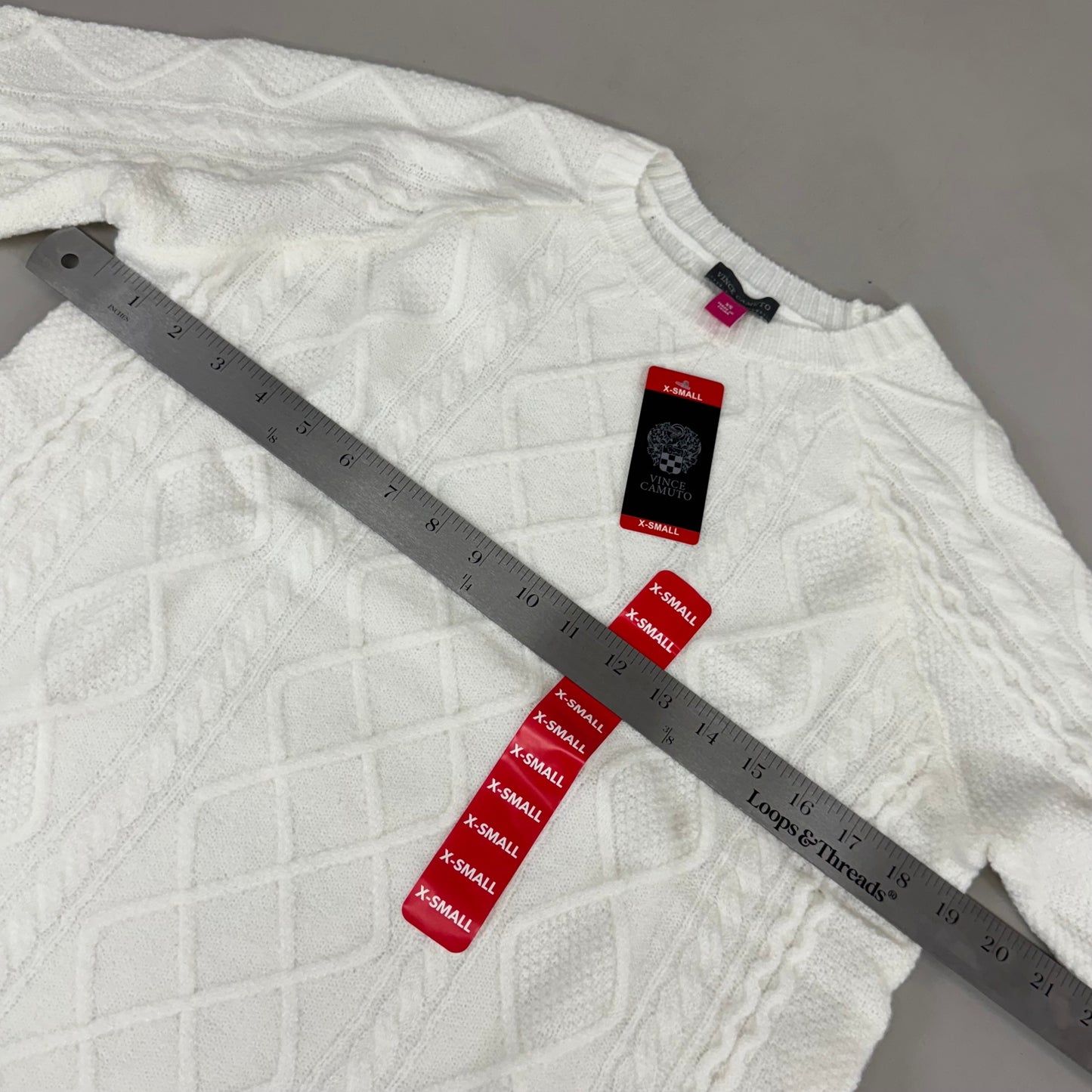 VINCE CAMUTO Cable Knit Sweater Women's Sz-XS Antique White SC2895