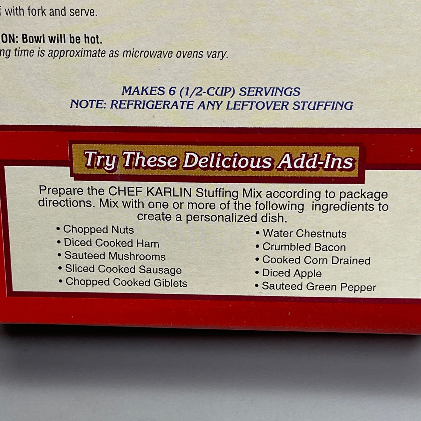 KARLIN Stuffing Mix Turkey (12 pack) each box is 6 oz. (Best By 11/11/2024)