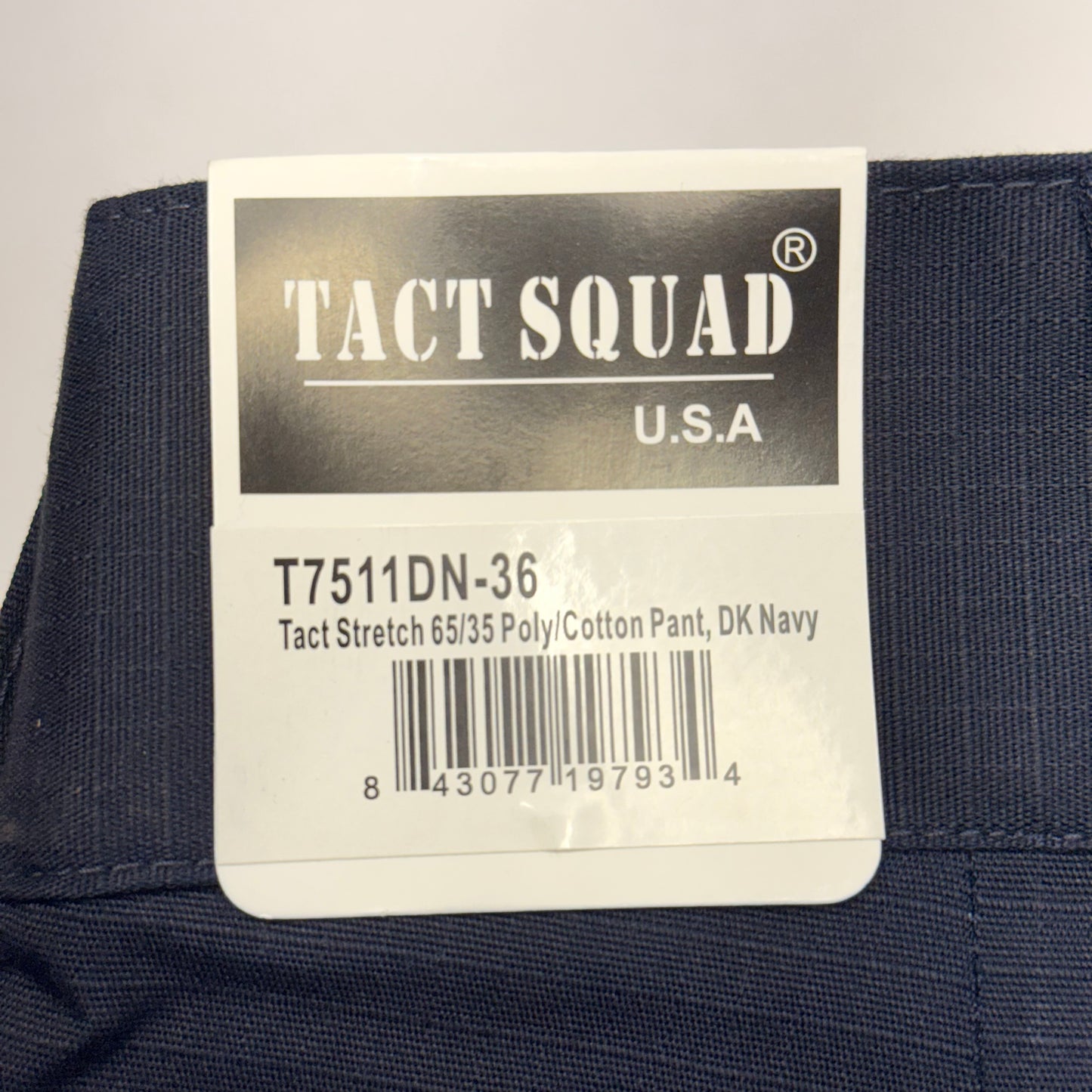 TACT SQUAD Tact Stretch Mini Ripstop Trouser Poly/Cotton Men's Sz 36 Dk Navy T7511