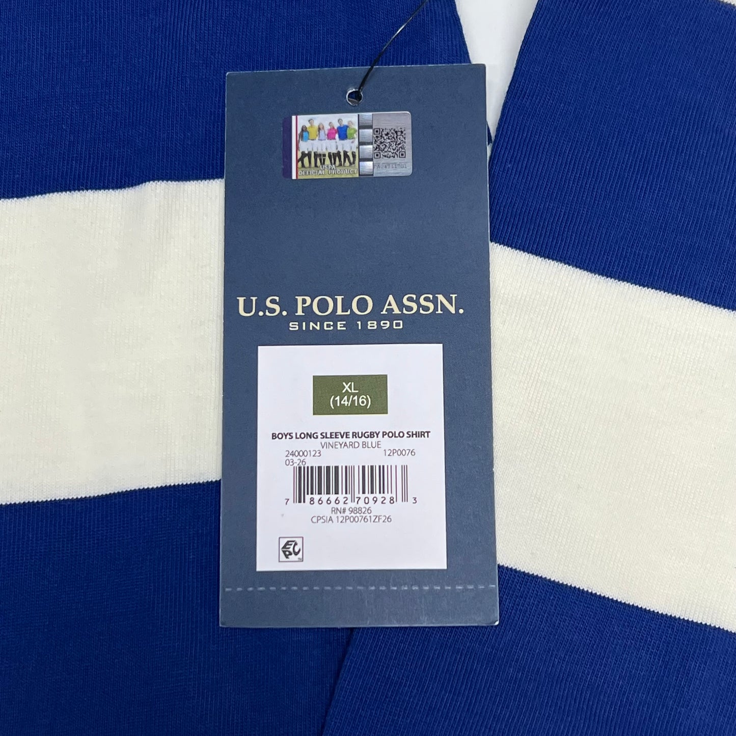 ZA@ U.S. POLO ASSN Long Sleeve Collard Shirt  Men's Sz XL Vineyard Blue/White 98826