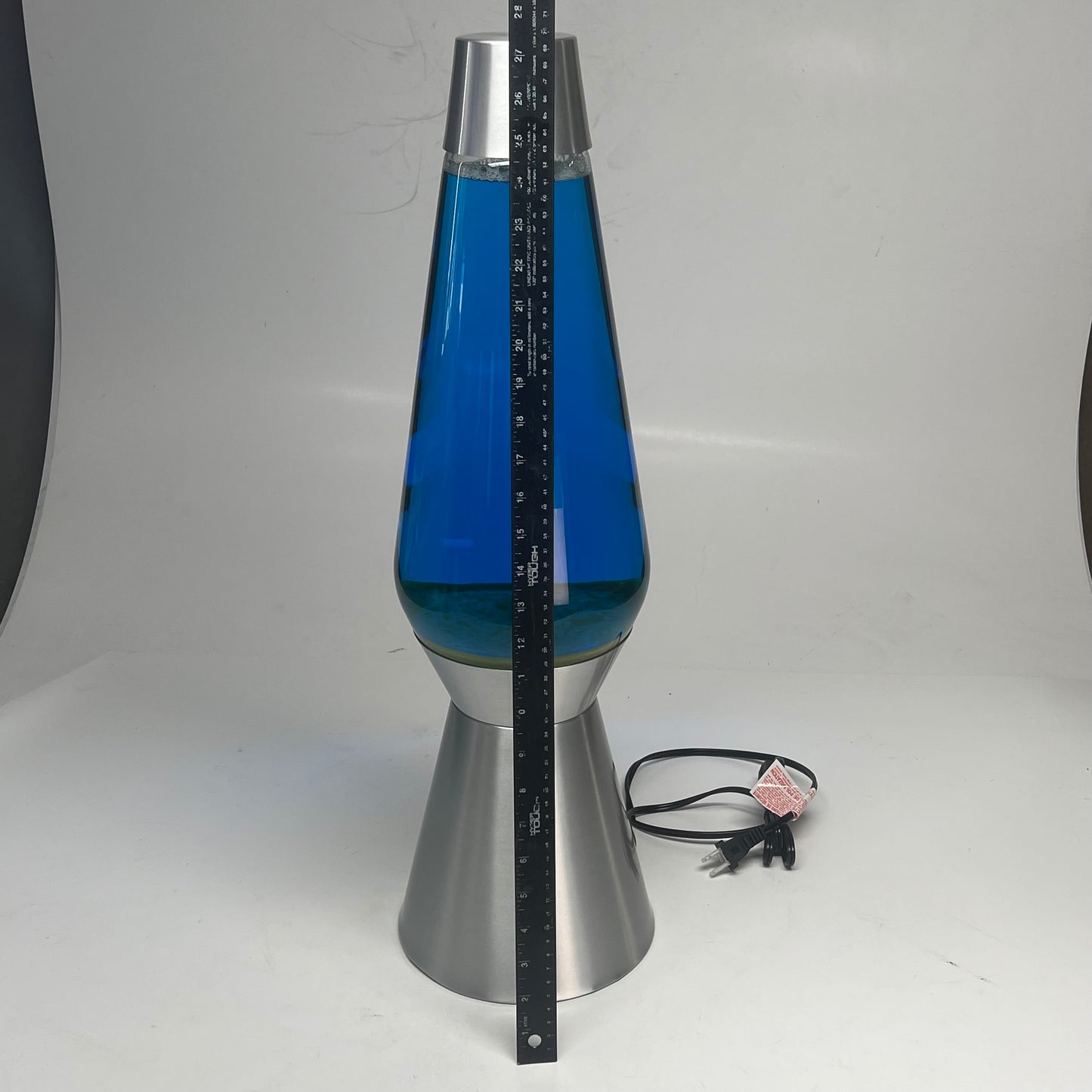 SCHYLING Grande Lava Lamp Soft Warm Light  27" Tall Yellow/Blue W/ Silver Base
