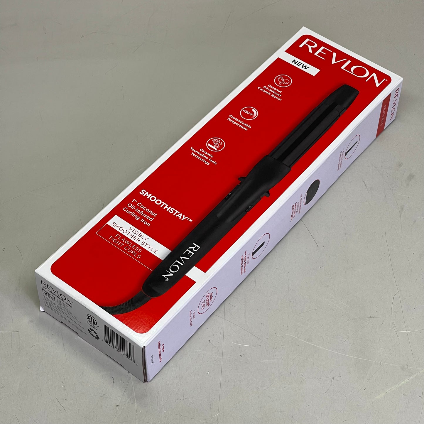 REVLON Coconut Smoothstay Oil-Infused Curling Iron Shiny, Smooth Curls 1" Black RVIR1190