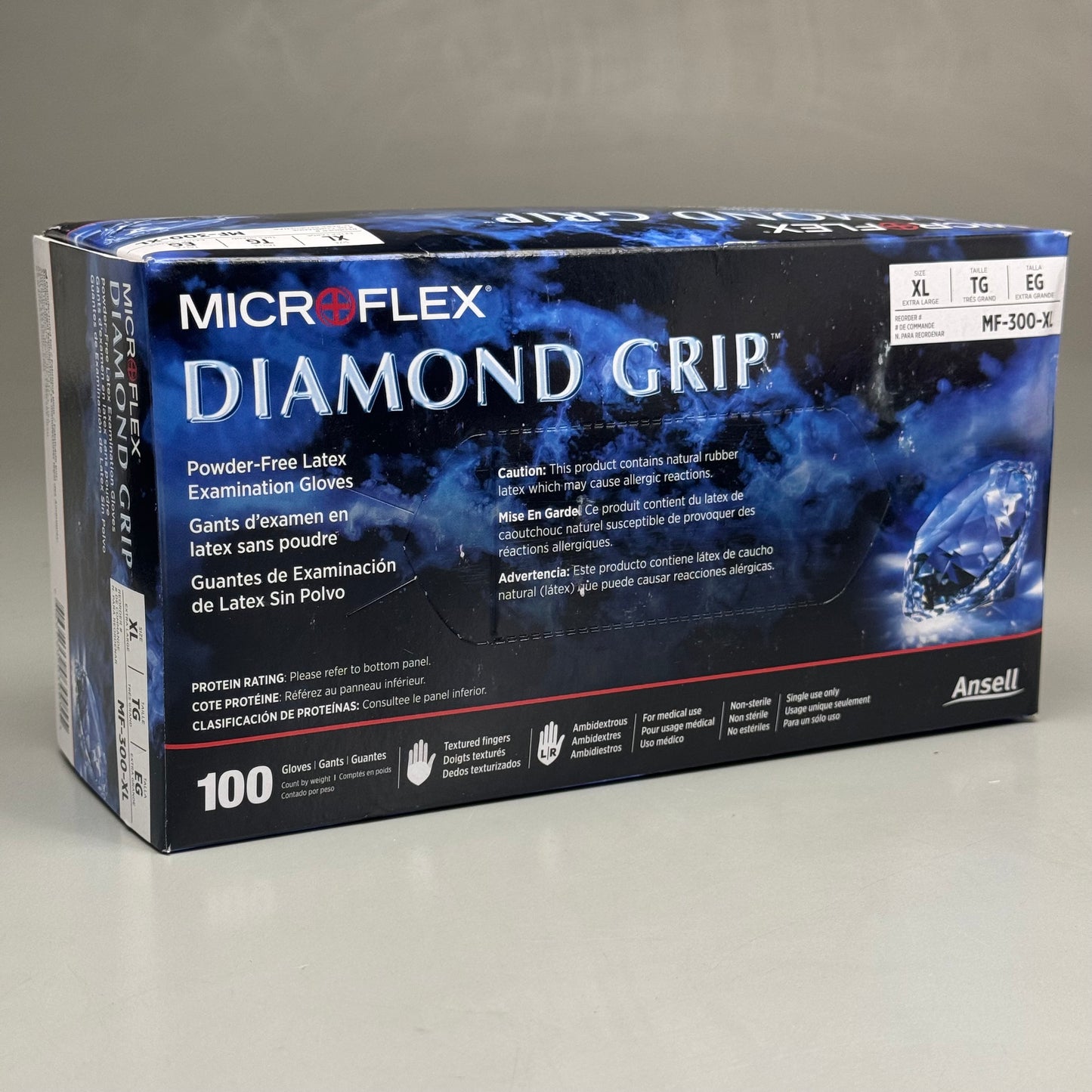 MICROFLEX (100 Pack) Diamond Grip Latex Disposable Gloves Size: XL MF-300-XL