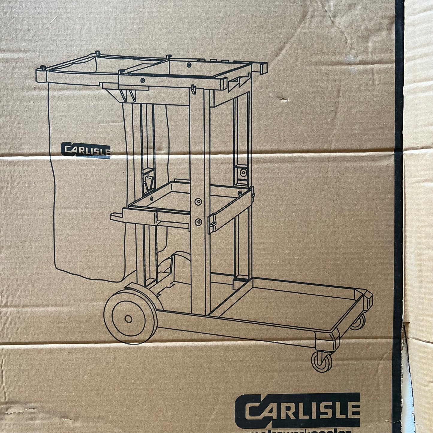 CARLISLE Polypropylene Janitor Cart W/ Shelving 25 Gal Bag Grey JC1945L23