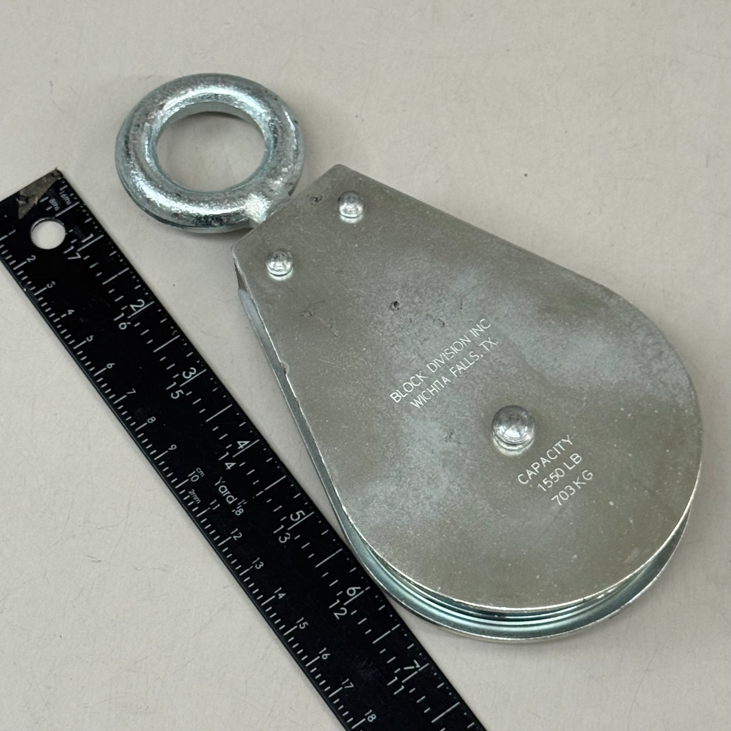 BLOCK DIVISION  1,550 Lbs, Swivel Eye Snatch Block Wire Rope, 5/16 Inch Diameter, Eye, 1-3/16 Inch Inside Diameter, Carbon Steel, Zinc Plated Finish