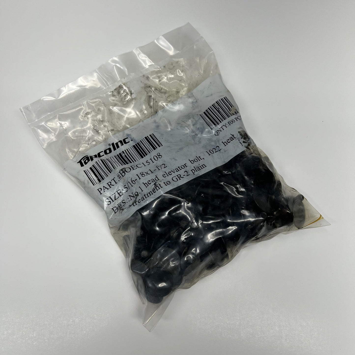 TRAPCO INC (100 PACK) Elevator Bolt  5/16-18x1-1/2 Black BOEC15108
