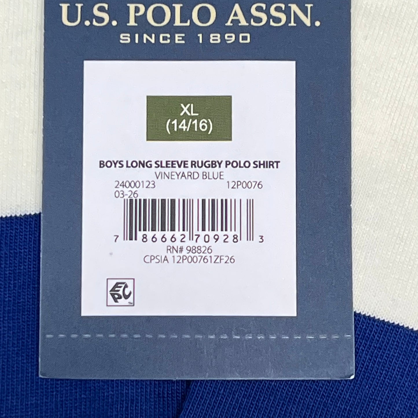 ZA@ U.S. POLO ASSN Long Sleeve Collard Shirt  Men's Sz XL Vineyard Blue/White 98826