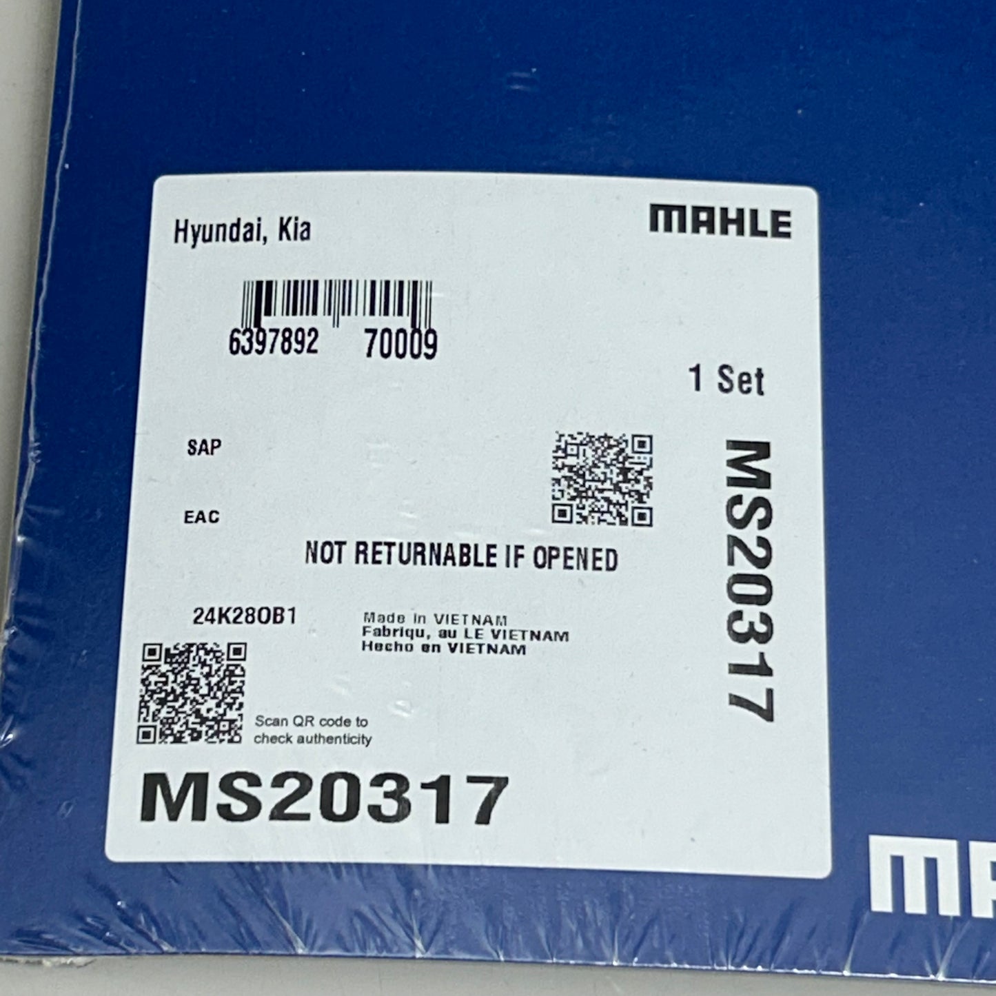 MAHLE Engine Intake Manifold Gasket Replacement Part For Hyundai & Kia MS20317