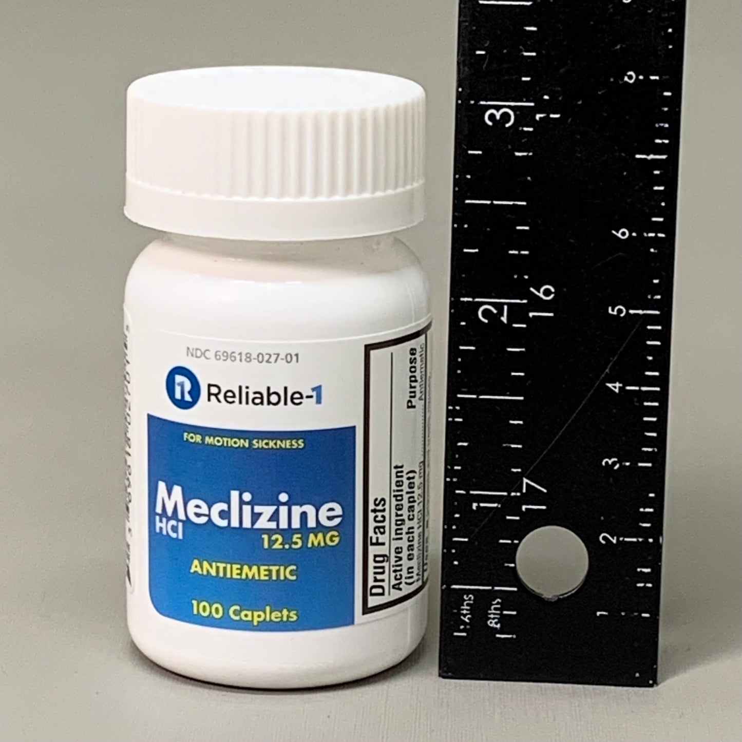 ZA@ RELIABLE 1 (3 PACK!) Meclizine HCI 12.5 MG 100 Caplets 23E178 BB-05/2025 E